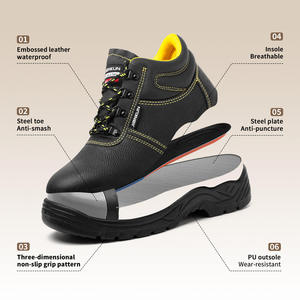 JIANKUN, zapatos de seguridad <span class=keywords><strong>para</strong></span> hombre, placa de acero antiperforación, cuero de vaca en relieve, resistente al agua, punta de acero antigolpes, malla transpirable <span class=keywords><strong>para</strong></span> invierno - Product Image 2