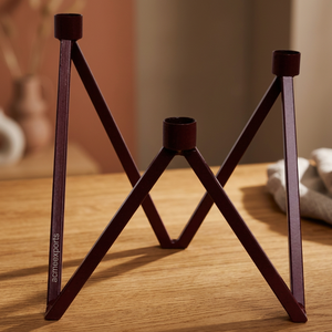Modern Geometric <b>Candle</b> Holder in Matte <b>Red</b> Stylish Design for Elegant Home Decor and Ambient Lighting - Product Image 2