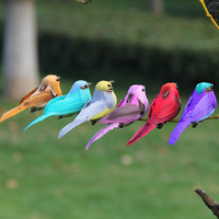 Petit oiseau artificiel en plumes réalistes, style forêt, pour décoration de jardin et d'horticulture, artisanat fait main en PVC, fausse oiseauïne pastorale de campagne