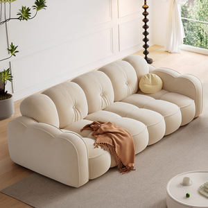 Divano a 3 Posti di Ultima Generazione, Design Moderno, Tessuto Morbido di Alta Qualità, Stile Minimalista Color Crema, Set Divano <span class=keywords><strong>Beige</strong></span> per Uso Domestico - Product Image 1