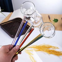 Cuillère-mélangeur en verre borosilicate de haute qualité à manche long coloré, résistante à la chaleur, pour la cuisine et les cadeaux d'affaires