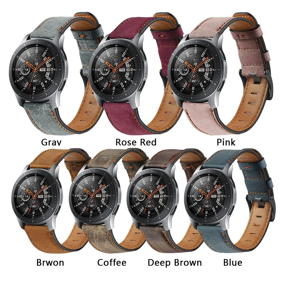 IVANHOE For Samsung Galaxy Watch 46mm/For Samsung Gear S3 22mm Leather Watch Strap Bands for Gear S3 Frontier/Classic Smartwatch