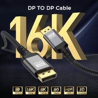 UNIEAN - Cable DP a DP de 16K, 2M, 3M, 2.1, 80Gbps, Cable de Video DisplayPort a Video 60Hz 2.0, para Ps5 a TV Móvil