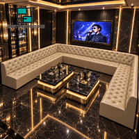 Banquette de bar en forme de U, capitonnée, en cuir crème, pour boîte de nuit, KTV, salon, hôtel, personnalisable, OEM, fabricant en gros, Chine