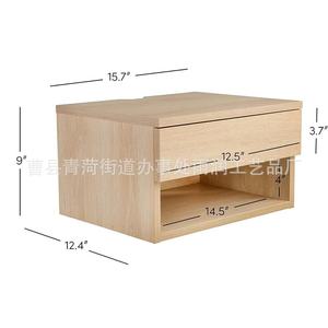 Table de chevet murale en bois massif avec étagère de rangement, armoire flottante pour chambre à coucher, utilisation au chevet du lit - Product Image 2
