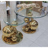 Ensemble de tables basses modernes en acier inoxydable et verre trempé, argent/or, meubles de luxe pour salle à manger, bureau, salon