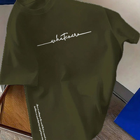 T-shirt Homme Été 100% Coton Tendance Décontracté Sportif Ample Grande Taille Simple Imprimé Lettres Col Rond Manches Courtes