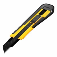Couteau utilitaire à bouton poussoir de 18 mm, jaune et noir, manche en plastique, matériau SK2, revêtement en caoutchouc