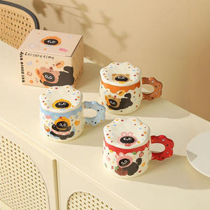 Cute Black Cat Ceramic <b>Mug</b> <b>With</b> <b>Lid</b> 400Ml Cartoon Design For Gifts Spring 2025 - Product Image 2