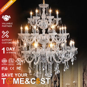 Lampadari a Sospensione Grandi Personalizzati in Cristallo Stile Candela Vintage per Sale da Banchetto di Nozze - Product Image 1