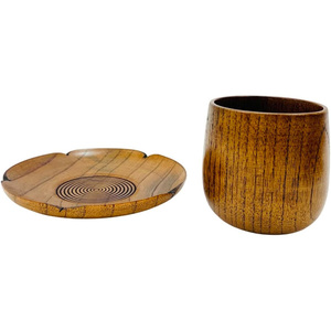 Juego de taza <span class=keywords><strong>y</strong></span> platillo de madera, taza de agua de madera, taza de café de madera, taza de té estilo Zen japonés de 4 onzas - Product Image 5