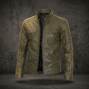 Chaqueta de Cuero y Lona 100% Original para Motociclistas, Fabricada a Medida por BS International, Impermeable y Resistente al Viento para Invierno - Product Image 1