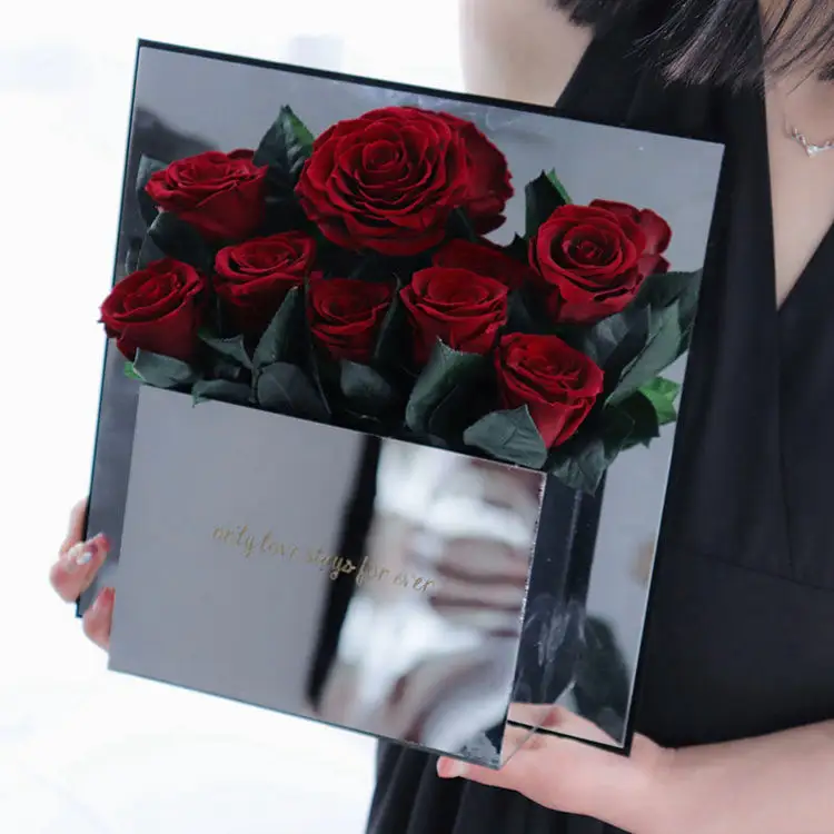 Best Selling Valentines Wedding Gift Artificial Flower Black Rose Preserved