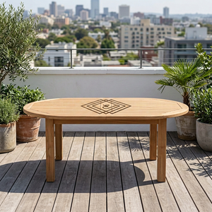 Ensemble de salle à manger rectangulaire d'extérieur en teck, cadre solide et durable, coussin non imperméable, non pliable, Enterenprise GT0077-R - Product Image 5