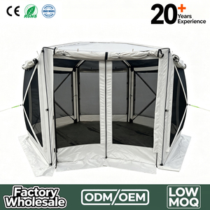 Tente instantanée pop-up pour 6 à 8 personnes, grand gazebo de camping avec murs en maille et housses de pluie - Product Image 1