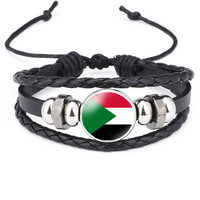 Bracelet en fil ciré tressé avec drapeau national du Soudan, cordon réglable, souvenir culturel d'Afrique de l'Est, cadeau