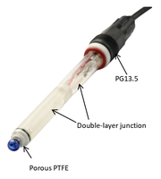 Sonde de pH en verre à double couche avec pont de sel, plage 2-12 pH et précision de 0,01 pour utilisation industrielle en ligne