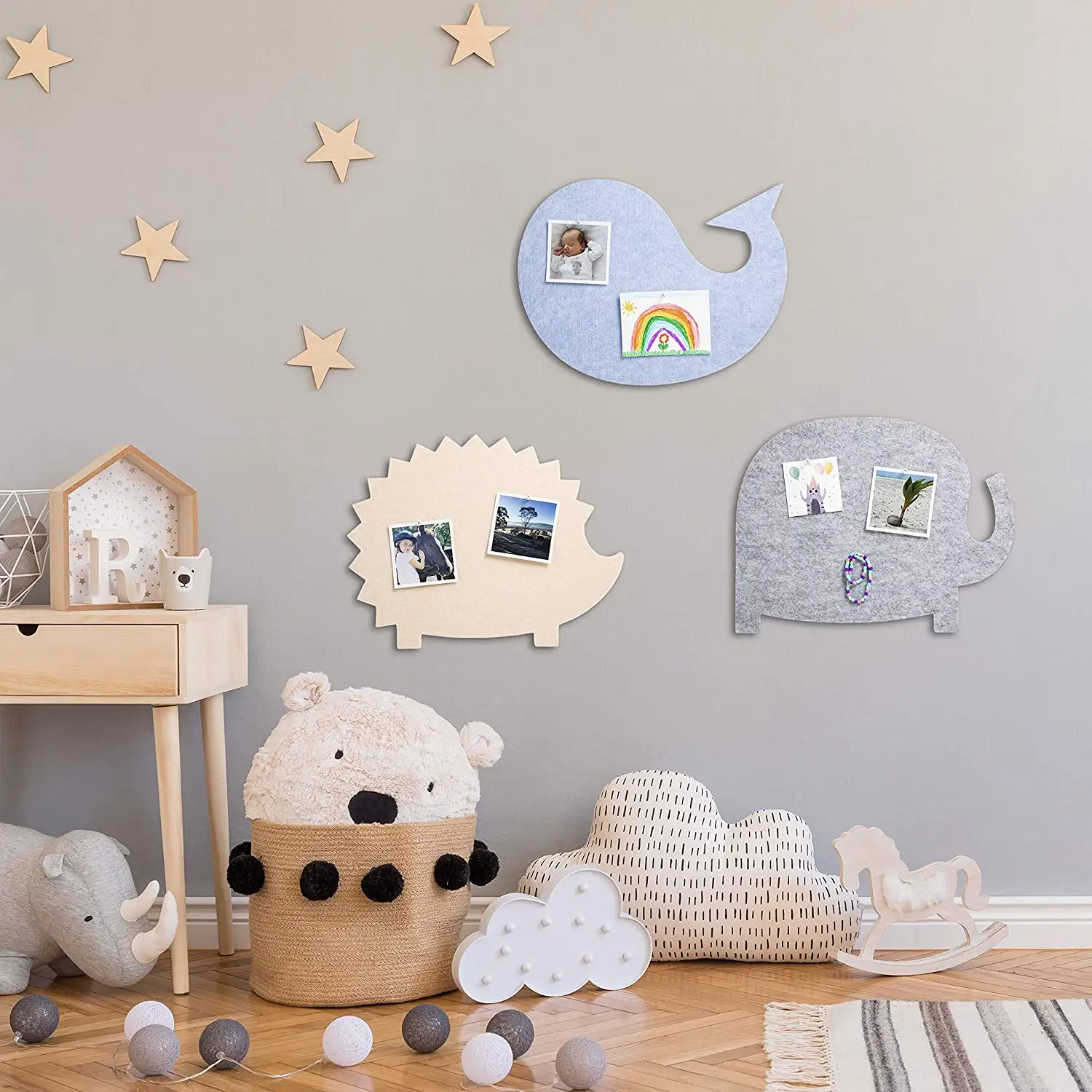 wall decor self adhesive wall sticker felt hexagonal 3D animal elephant whale felt pin boards for children baby nursery room