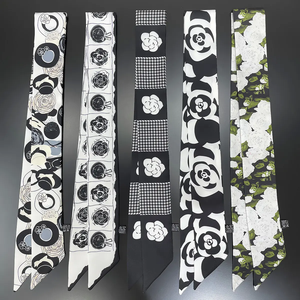 Foulard di Design all'Ingrosso in Poliestere Effetto Seta, Nastri Stampati, <span class=keywords><strong>Bandana</strong></span> in Seta per Donna, <span class=keywords><strong>Fascia</strong></span> per <span class=keywords><strong>Capelli</strong></span>, Sciarpa <span class=keywords><strong>a</strong></span> Nastro - Product Image 1