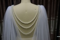 Perles Ivoire Haute Qualité Cape De Mariée Broderie Voile De Mariage Dentelle Longue Épaule Fluide Châle Voiles
