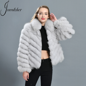 2024 invierno chaqueta de piel de zorro Real cárdigan <span class=keywords><strong>Puff</strong></span> manga larga suave forro 100% de seda ropa Reversible abrigo de piel Natural para mujeres - Product Image 2