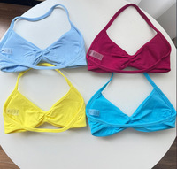 Débardeur court plissé pour femme de haute qualité, respirant, avec col halter et soutien-gorge de sport intégré, idéal pour le Pilates