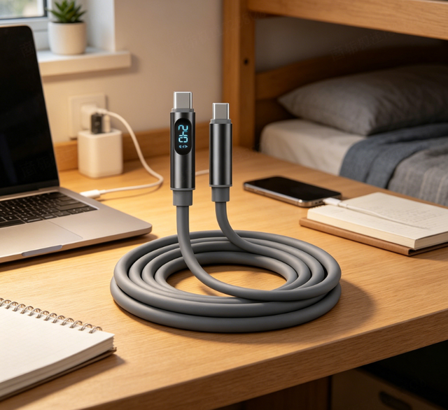 PD 240W 3A Fast Charging USB C Charger Cable with LED Light Fast TPE Data Cable 3A USB-C Charger Cable
