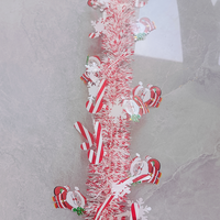 Guirlande de Noël en plastique en forme de Père Noël, moderne, rouge et blanc rayé, décorations de fête suspendues