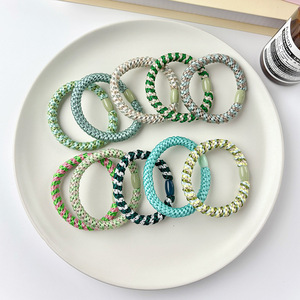 Hair <b>Tie</b> Women's Braided Korean Style Striped Color Block Nylon Hair Accessory Daily Use Gradient Color Headdress - Product Image 2