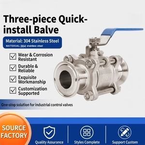 Conector Sanitario de Tres Piezas de Acero Inoxidable 304 con Abrazadera Tri-Clamp de Paso Completo para la Industria Alimentaria - Product Image 1