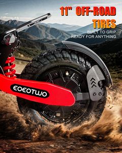 EOEOTWO GT06 Scooter Eléctrico para Adultos, 25-45 Millas, 1200W/2400W, 30MPH, Plegable, Motorizado, Neumático de Carretera de 11 Pulgadas, Pantalla LED Más Grande - Product Image 4