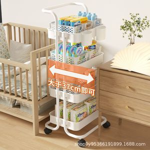 Étagère de rangement multi-niveaux Teng Hong en plastique avec roulettes pour chambre de bébé, organisation de cuisine, petite étagère pour poussette - Product Image 3