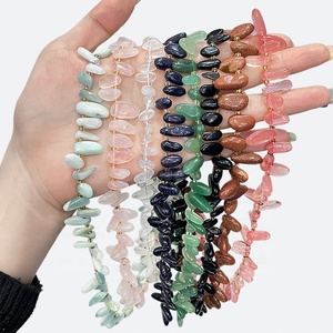 Cuentas de Ágata de Cristal de Piedras Preciosas Naturales, Cuentas de Grava Irregulares de Dientes Largos, Accesorios Multicolores, Collar de Moda - Product Image 3