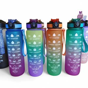 Wholesale Customized Logo Eco-Friendly Portable Sports Plastic Water <b>Bottles</b> With <b>Straw</b> Lid for Sports - Product Image 1