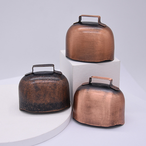 <span class=keywords><strong>Campanaccio</strong></span> in metallo con manico antico vintage rosso ottone mucca/capra campana - Product Image 2