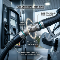 Tuyau de distribution de carburant à joint pivotant en aluminium série 45, rotation à 360°, étanchéité anti-fuite d'huile, 2 buses