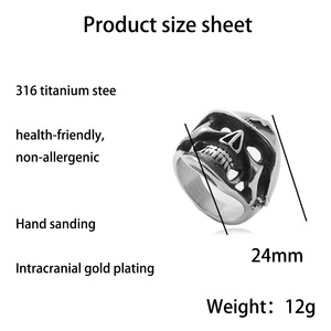 Men's Titanium Steel <b>Skull</b> <b>Ring</b> Stainless Steel Punk Style Officer <b>Ring</b> 27057 - Product Image 5