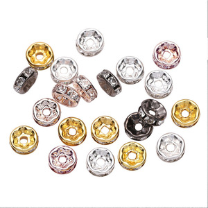 Entretoises rondes colorées en strass pour la fabrication de bijoux, en verre zircon plaqué, 8 mm, 10 mm, 12 mm - Product Image 1