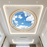 Papier peint mural personnalisé pour plafond, papier peint 3D ciel bleu nuages blancs, décoration de plafond pour salon, murale de plafond