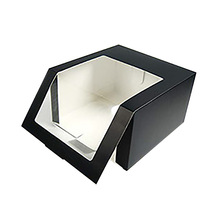 Boîte d'emballage pour casquette de baseball, noire, transparente, avec fenêtre pliable, boîte en papier pliable, impression offset, logo imprimable