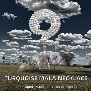 Collier de prière Mala 108 perles de 8 mm en pierres d'agate naturelles, chaînes de perles pour fête islamique - Product Image 2