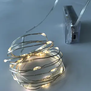 20 LED 电池供电的铜线温暖的白色仙女串灯带圣诞节婚礼装饰的定时器