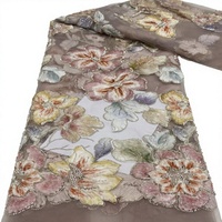 Tissu brodé de perles florales, ruban à sequins, maille textile pour robe de soirée, tenue de scène et vêtements de cérémonie