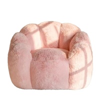 Fauteuil pouf moderne en tissu flanelle avec accoudoirs, housse amovible, mousse haute élasticité, doux, une place, pour chambre, salon, dortoir