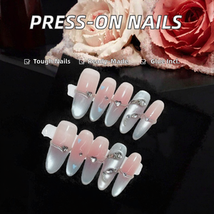 Qianya nuevo efecto blanqueador <span class=keywords><strong>azul</strong></span> lindo diseño de serpiente prensa en las <span class=keywords><strong>uñas</strong></span> hecho a mano ligero lujo <span class=keywords><strong>Gel</strong></span> <span class=keywords><strong>uñas</strong></span> postizas 10 Uds al por mayor - Product Image 2