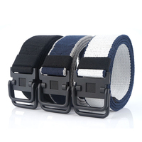 Ceinture tactique en toile de coton décontractée noire classique avec boucle à double boucle pour hommes pour la randonnée en plein air