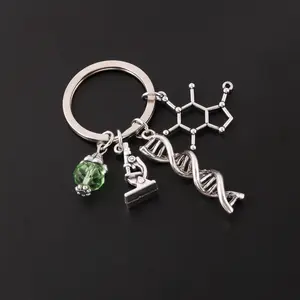 新科学珠宝显微镜DNA医生吊坠神经元钥匙链解剖神经病学生物钥匙圈礼品