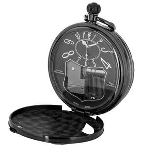 Nuovo orologio da tasca musicale con coccinella su grande foglia, carillon nero <span class=keywords><strong>a</strong></span> manovella per regalo di San Valentino o compleanno - Product Image 3