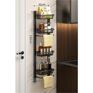 Meilleure vente étagère à épices de cuisine suspendue au mur multicouche en métal sur la porte organisateur de garde-manger étagère de rangement avec paniers en filet - Product Image 1