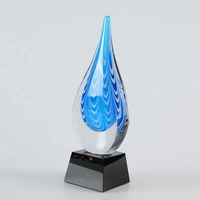 Trophée en verre soufflé à la main en forme de goutte d'eau personnalisé - Jadvertu LJ-2004 Cadeau d'affaires